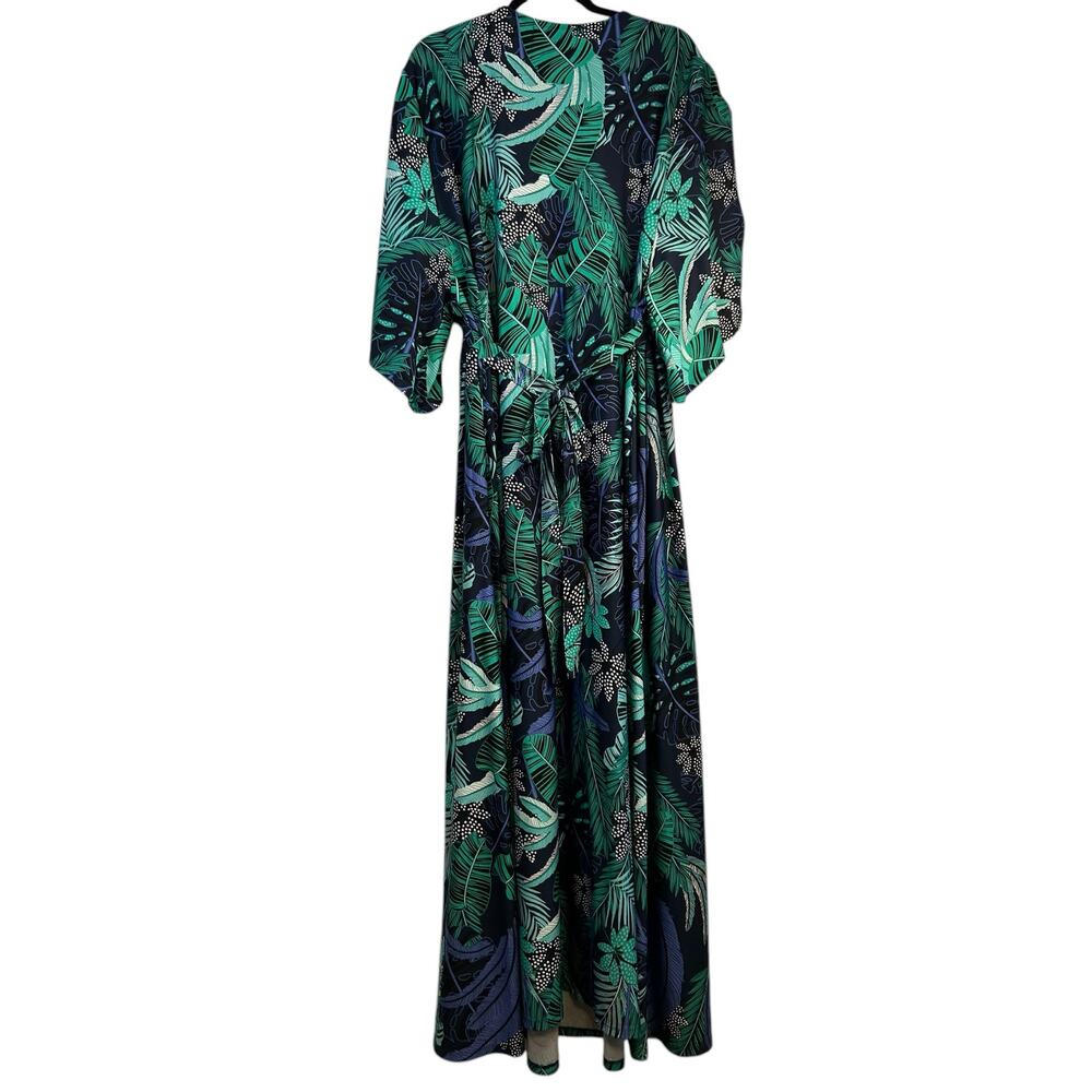 Ellos Green and Blue Tropical Maxi Dress - Size 1X - 22/24 - Picture 5 of 7